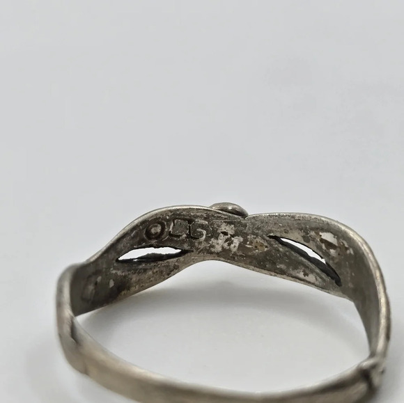 Silver Feather Ring Sterling Silver Green Turquoise Southwestern Ring Size 8 - Picture 3 of 4